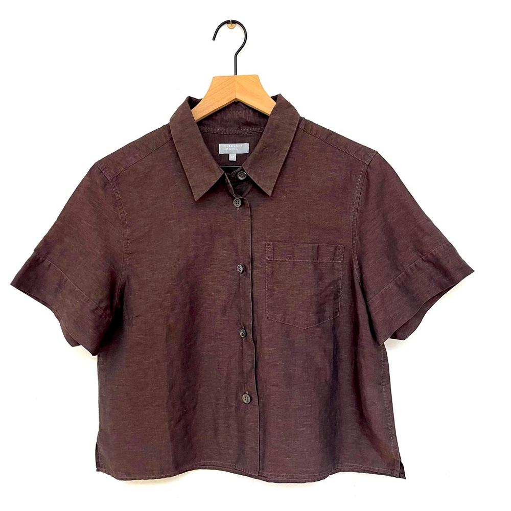 MARGARET HOWELL Boxy Cropped Linen Shirt S